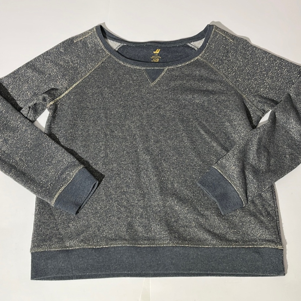 Joe Fresh gray and gold sweatshirt long sleeved womens large casual winter